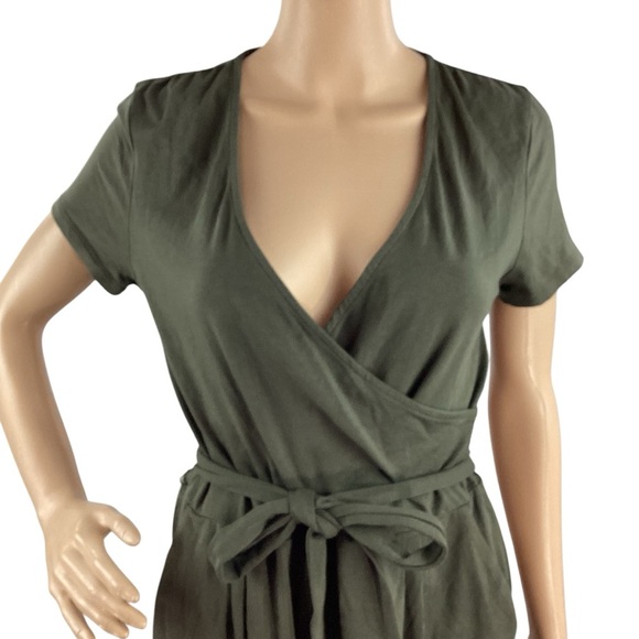 Boden Caroline Jersey Romper Green Short Sleeve Wrap Belted Size 6 - Picture 2 of 7
